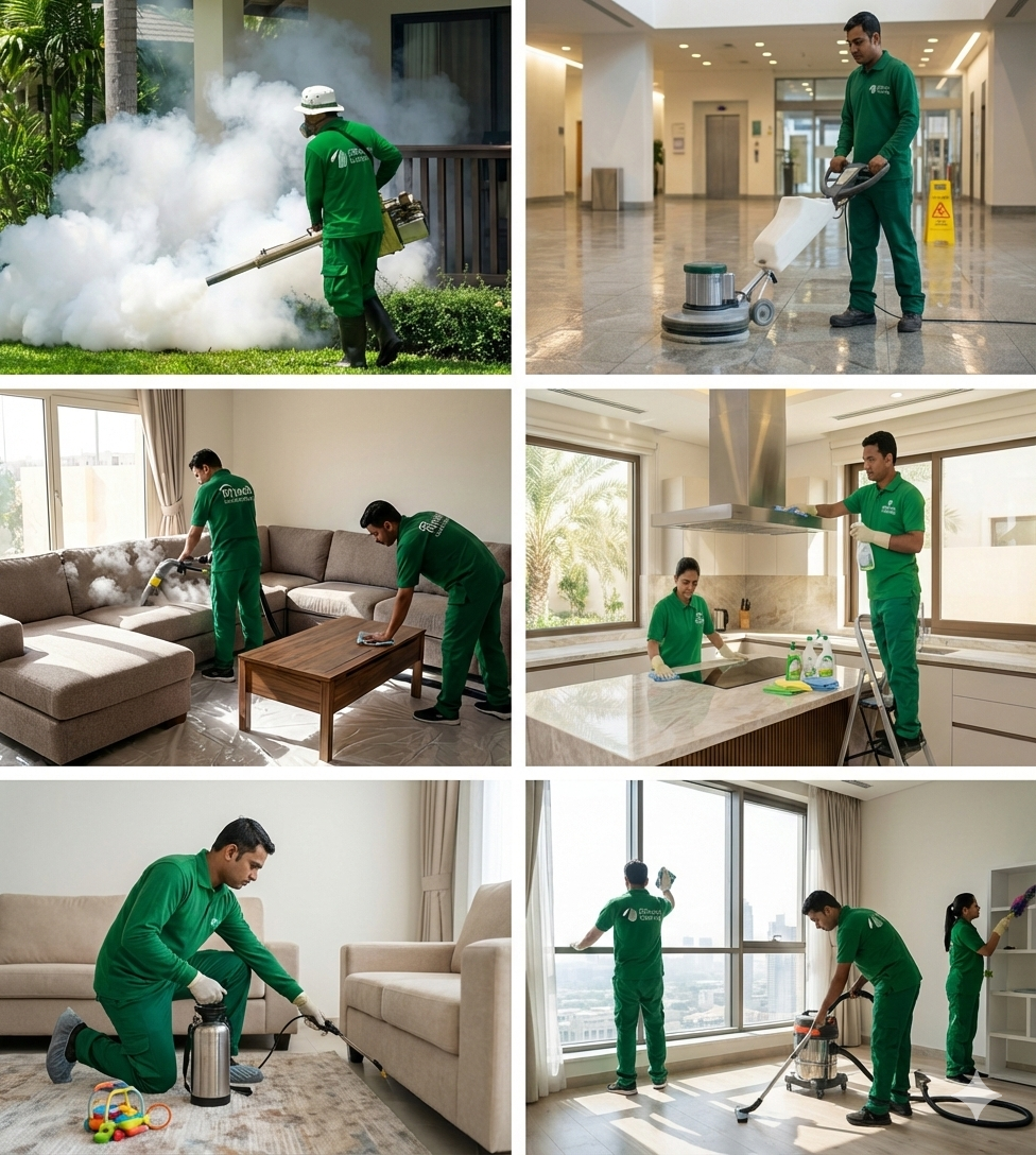 Professional cleaning team in action